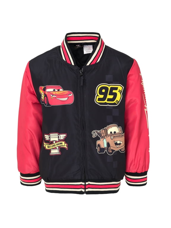 Cars Toddler Boys' Zip-Up Bomber Jacket McQueen Mater Black