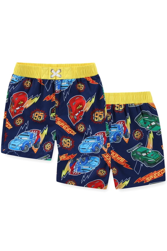 Cars Lightning McQueen UPF 50+ Swim Trunks Shorts Bathing Suit (Boys), Sizes 2T-7