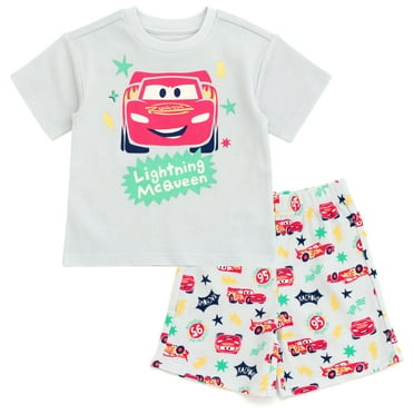 Disney Cars Lightning McQueen Waffle Knit T-Shirt and Shorts Outfit Set Newborn to Little Kid