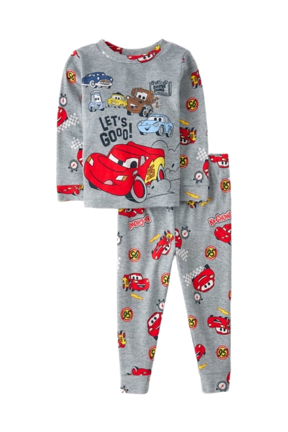 Cars Lightning McQueen and Characters Toddler Boy's Cotton Pajama Set, Size 2T
