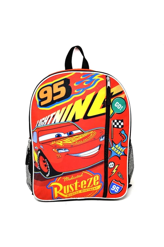 Cars Lightning Mcqueen 16" Red Nylon School Backpack for Kids, with a front Pocket
