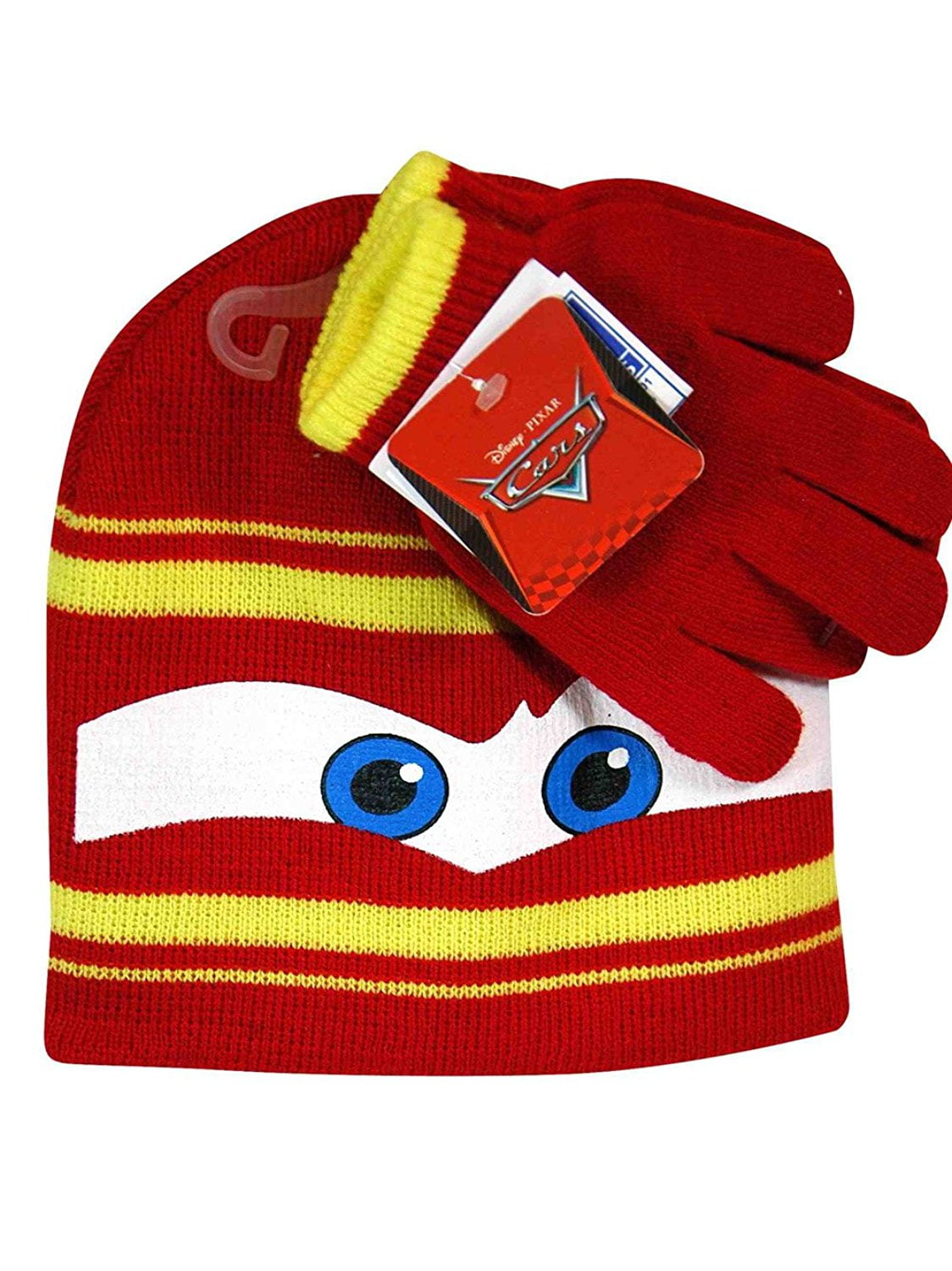 ハット MCQUEEN Logo embroidered beanie Disney Cars Lightning Mcqueen Winter Beanie Hat & Gloves Set