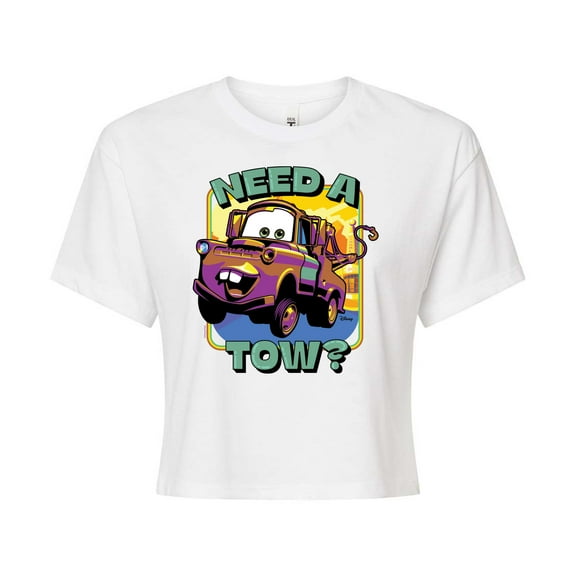 Disney Cars - Mater Need A Tow - Juniors Cropped Cotton Blend T-Shirt