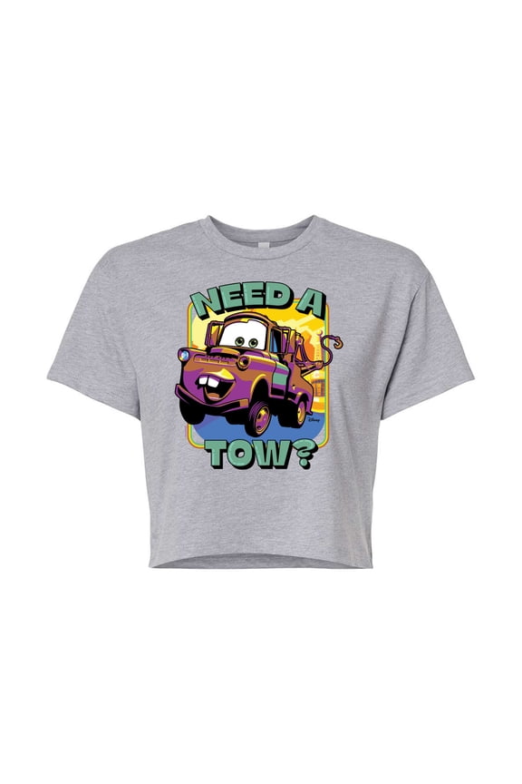 Cars - Mater Need A Tow - Juniors Cropped Cotton Blend T-Shirt