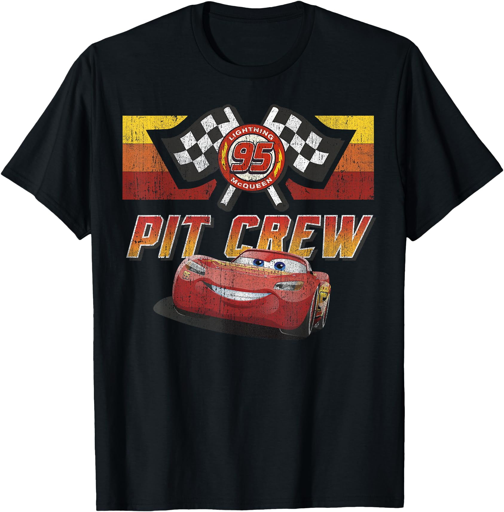 Disney Cars McQueen Pit Crew Red Distressed T-Shirt - Walmart.com