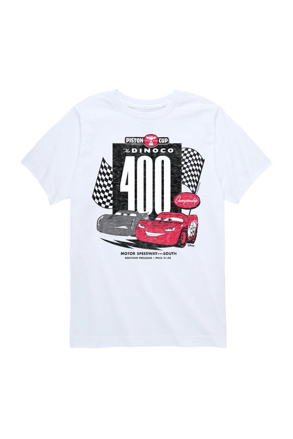 - Cars - McQueen and Jackson Dinoco Race - Boy's Toddler And Youth Short Sleeve Tee