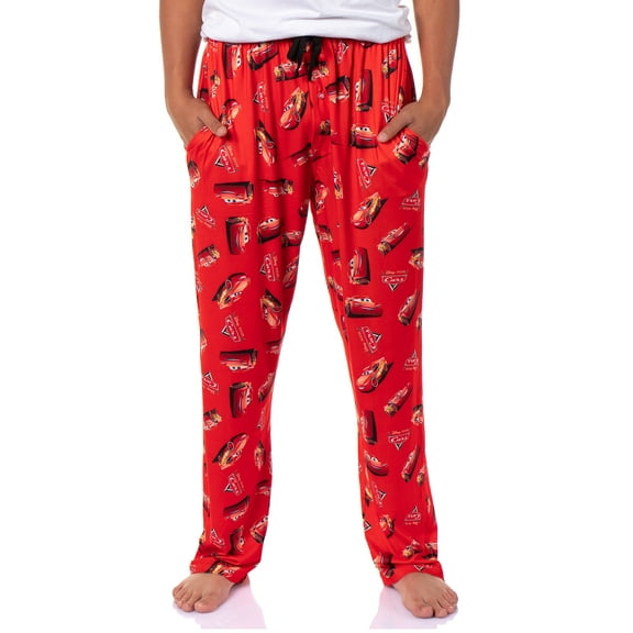 Disney Cars Men's Lightning McQueen with Logo Design AOP Adult Lounge Sleep Pajama Pants