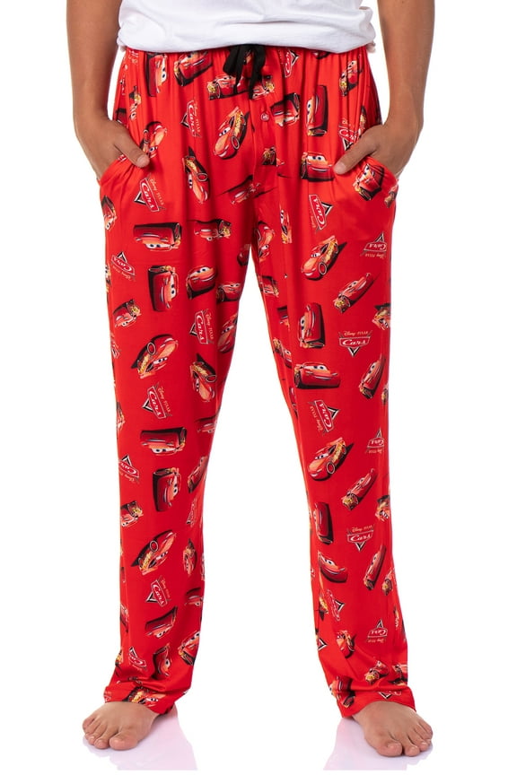 Disney Cars Men's Lightning McQueen with Logo Design AOP Adult Lounge Sleep Pajama Pants