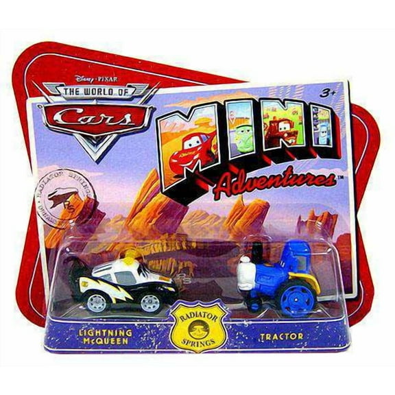 Disney Cars Mini Adventures Lightning McQueen & Tractor Plastic Car 2-Pack