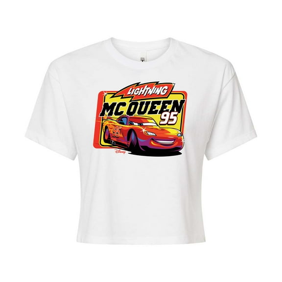 Disney Cars - Original Lightning McQueen #95 - Juniors Cropped Cotton Blend T-Shirt