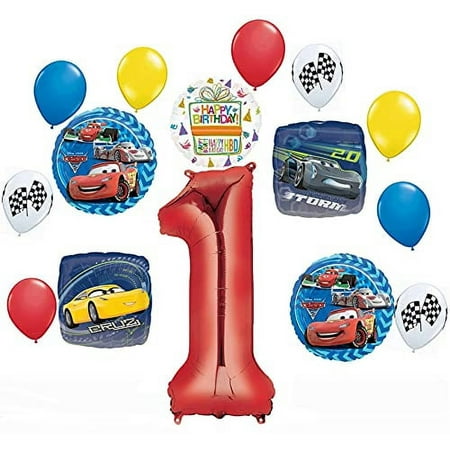 Disney Cars Party Supplies Lightning McQueen 1st Birthday Balloon Bouquet Decorations 15 pieces