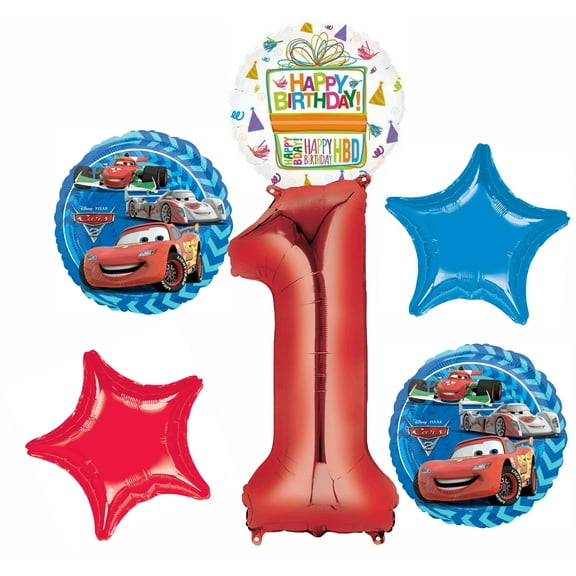 Disney Cars Party Supplies Lightning McQueen 1st Birthday Balloon Bouquet Decorations