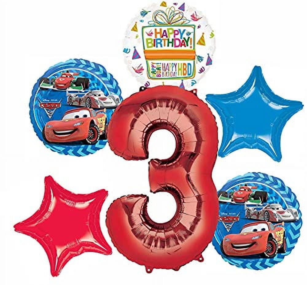 MAYFLOWER PRODUCTS Disney Cars Party Supplies Lightning McQueen 3rd Birthday Balloon Bouquet Decorations