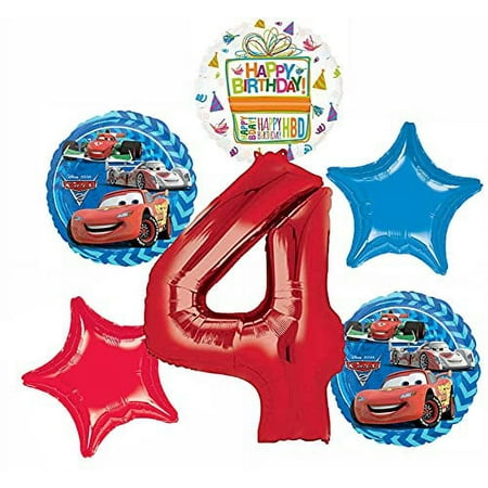 Disney Cars Party Supplies Lightning McQueen 4th Birthday Balloon Bouquet Decorations