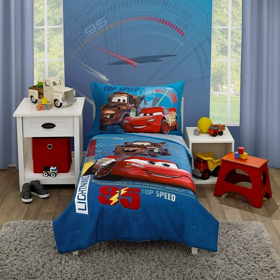 Disney Cars Piston Cup Circuit Blue 4 Piece Toddler Bedding Set