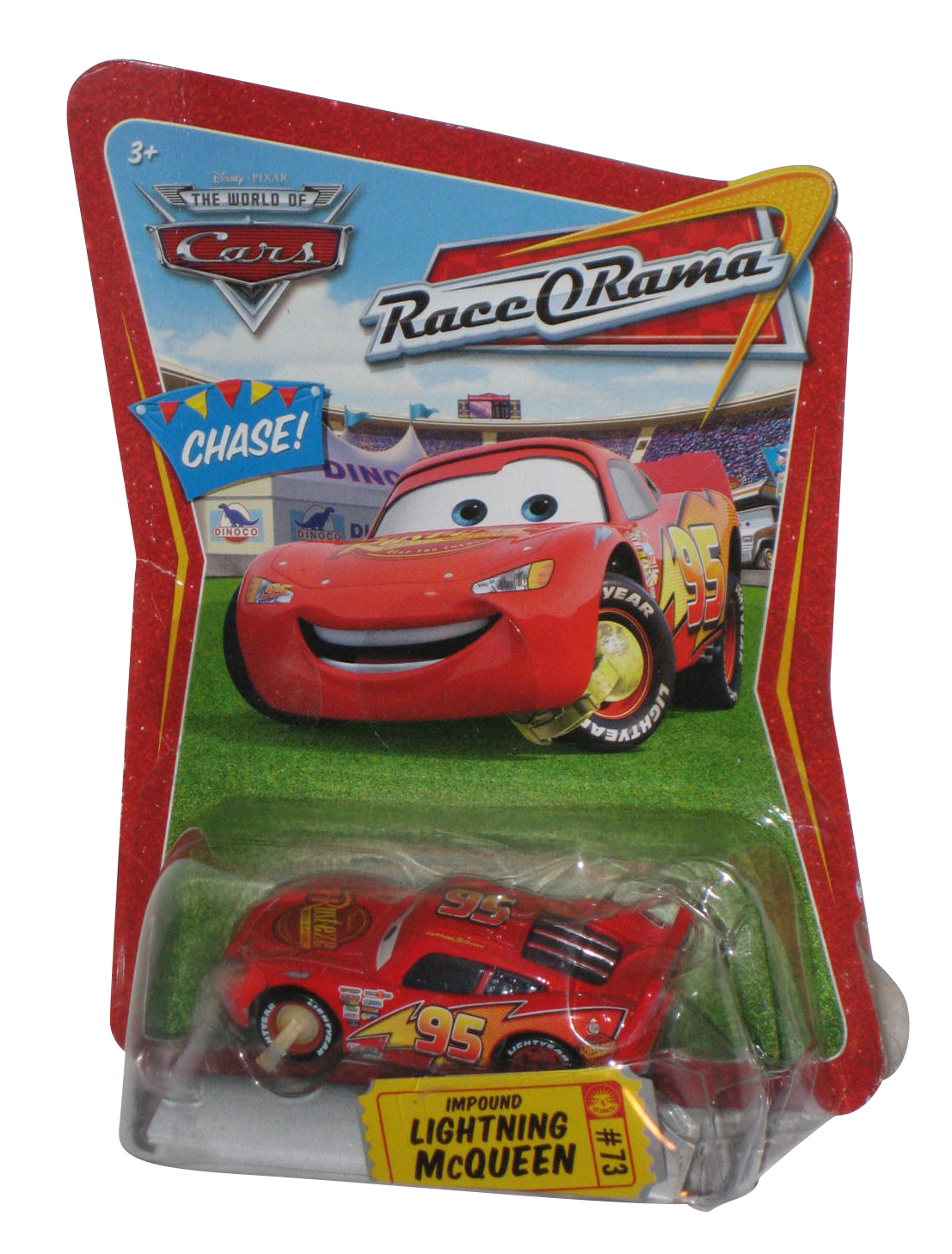 Disney Cars RaceORama Impound Lightning McQueen Chase Toy Car 73 (Dented Plastic)