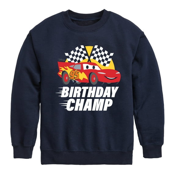 Disney Cars - Race To Finish Line - Birthday Champ - Toddler & Youth Crewneck Fleece Sweatshirt