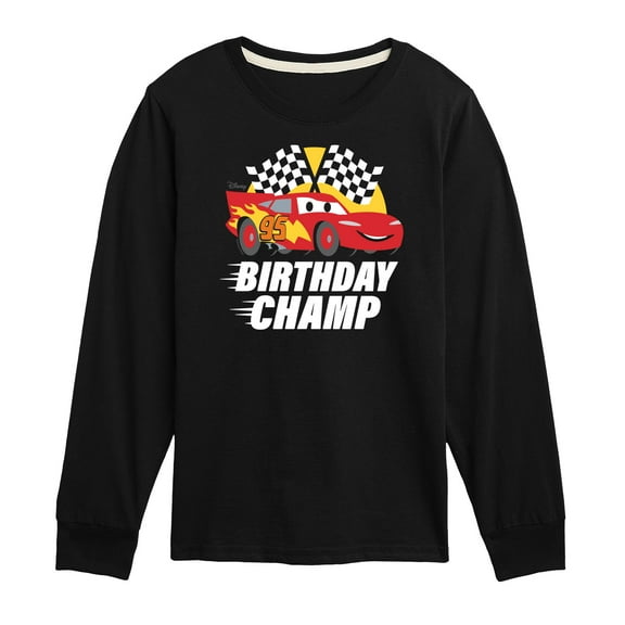 Disney Cars - Race To Finish Line - Birthday Champ - Toddler & Youth Long Sleeve Graphic T-Shirt
