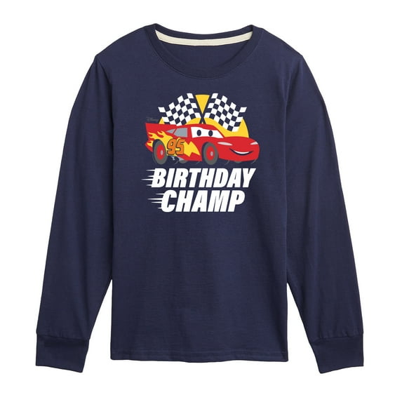 Disney Cars - Race To Finish Line - Birthday Champ - Toddler & Youth Long Sleeve Graphic T-Shirt