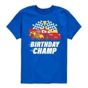 Disney Cars - Race To Finish Line - Birthday Champ - Toddler & Youth Short Sleeve Graphic T-Shirt