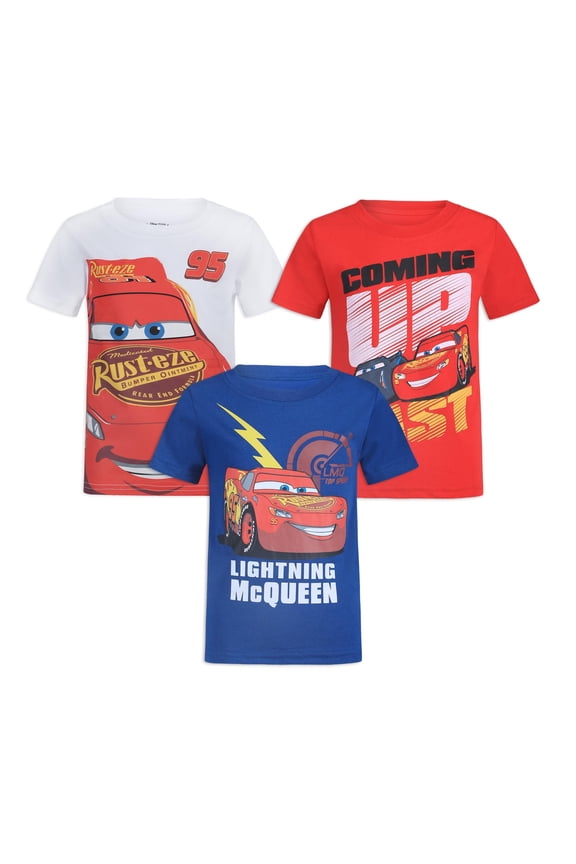Cars Short Sleeve T-Shirts (Boys), 3-Pack Set, Sizes 2T-7