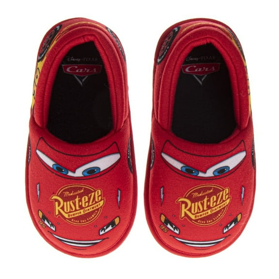 Disney Cars Slippers for Kids Lightning Mcqueen Plush Warm Soft Aline Comfy Lightweight House Shoes (5, 10 Toddler   11, 12 Little Kid), Red, Size: 5, 6