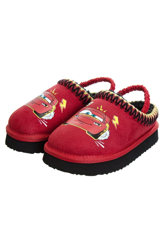 Cars Snow Slippers Lightning Mcqueen Boots Faux Fur Winter Mules Cozy Warm House Shoes (Toddler Little Kids), Red, Size: 7 8