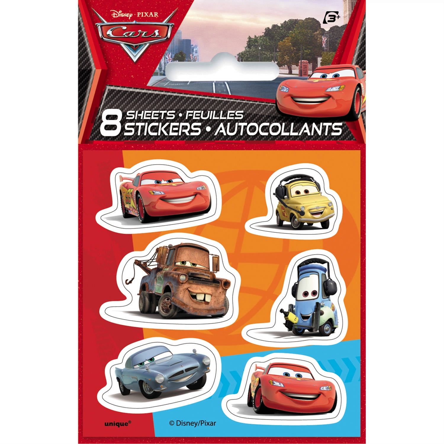 Disney Cars Sticker Sheets, 8Count