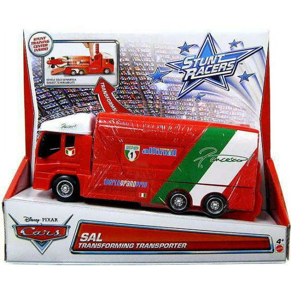Disney Cars Stunt Racers Sal Transforming Transporter Plastic Car