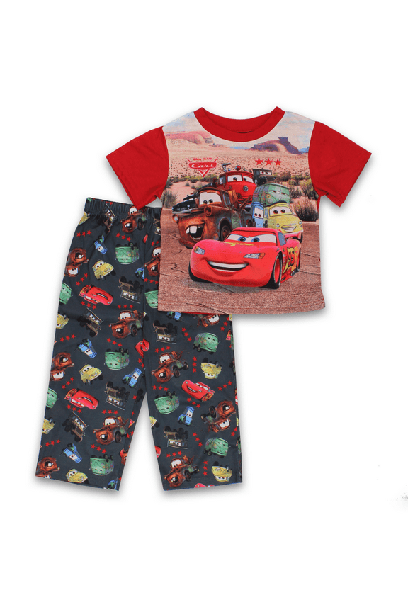 Cars Toddler Boys 2 piece Short Sleeve Pants Pajamas Set 4T, Red/Multi