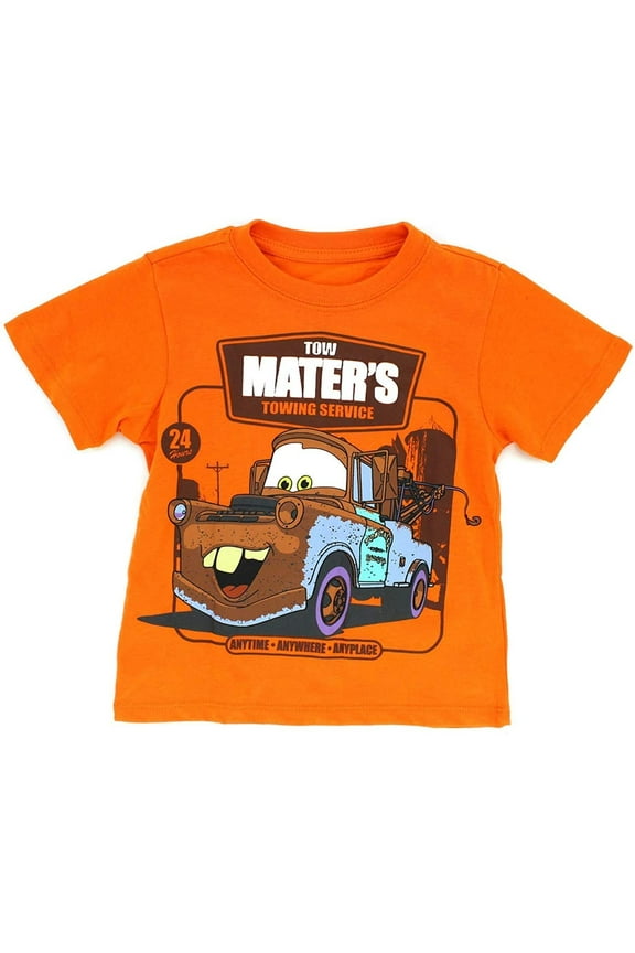 Disney Cars Toddler Short Sleeve Tee (4T, Orange Tow Mater Towing)