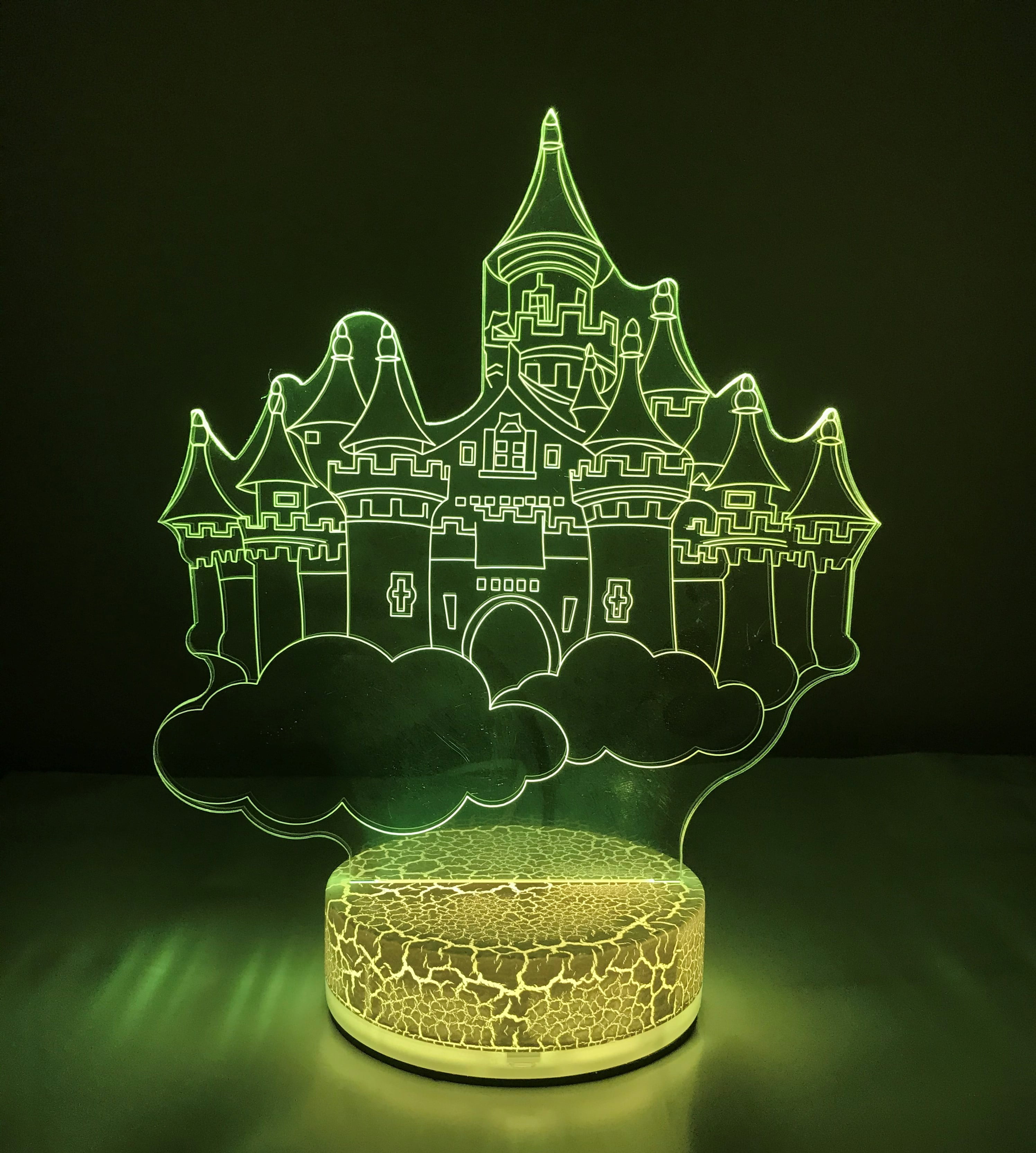 3D Illusion Night Light Lamp - 7 Color Changing LED, USB Powered, Touch Control, Acrylic Desk Decor