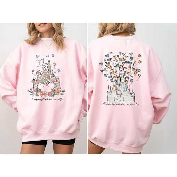 Disney Castle Floral Sweatshirt, Magic Kingdom Sweatshirt, Vintage Disney Sweatshirt, Happiest Place On Earth Sweatshirt