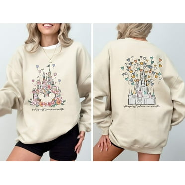 Disney Castle Floral Sweatshirt Magic Kingdom Vintage Disney Sweatshirt Happiest Place On Earth Sweater Disneyland Shirt