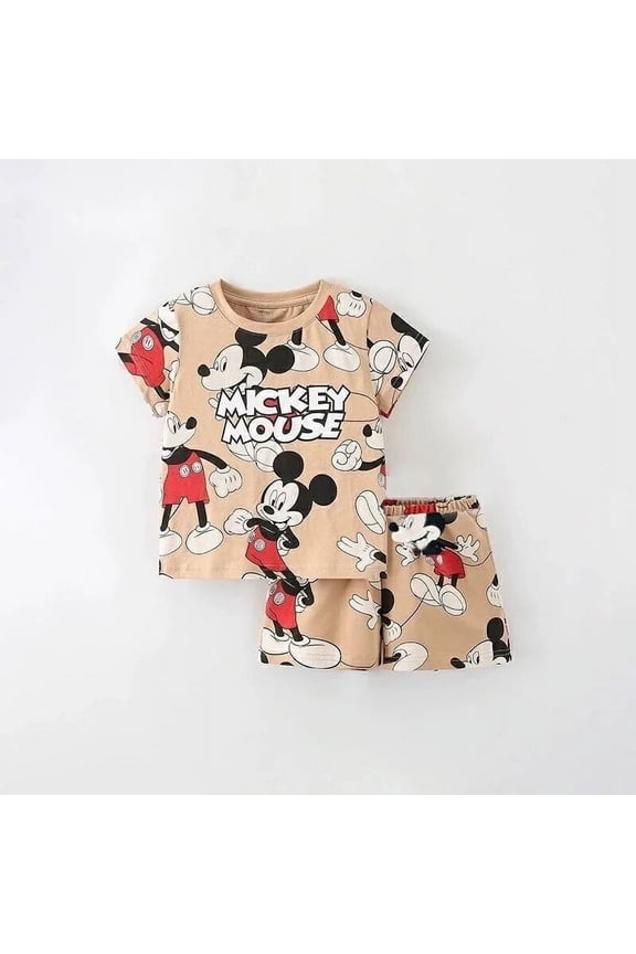 Disney Casual 2 Piece/Sets For Girls Boys T-shirt +Shorts Tracksuits Baby Summer Short Sleeve Outfit New Fashion Costume