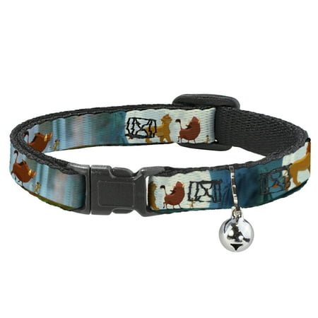 Disney Cat Collar, Breakaway Collar with Bell, Lion King Simba Pumba Timon Growing Up, 8.5 to 12 Inches 0.5 Inch Wide