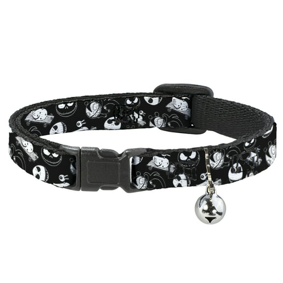 Disney Cat Collar, Breakaway Collar with Bell, Nightmare Before Christmas Jack Scary Teddy Killer Duck, 8.5 to 12 Inches 0.5 Inch Wide