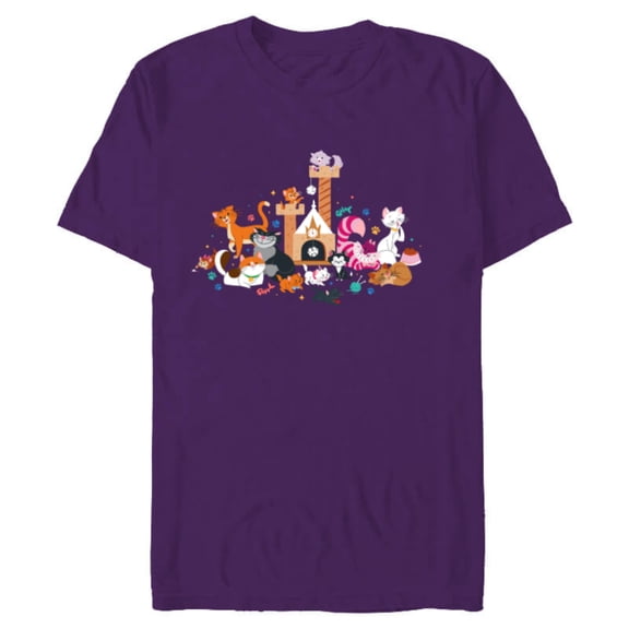 Disney Cats Kitten Friends - Short Sleeve Blended T-Shirt for Adults - Customized-Purple