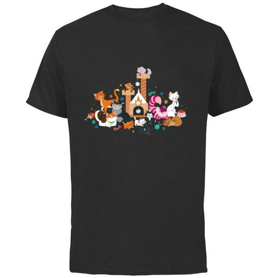 Disney Cats Kitten Friends - Short Sleeve Cotton T-Shirt for Adults - Customized-Black