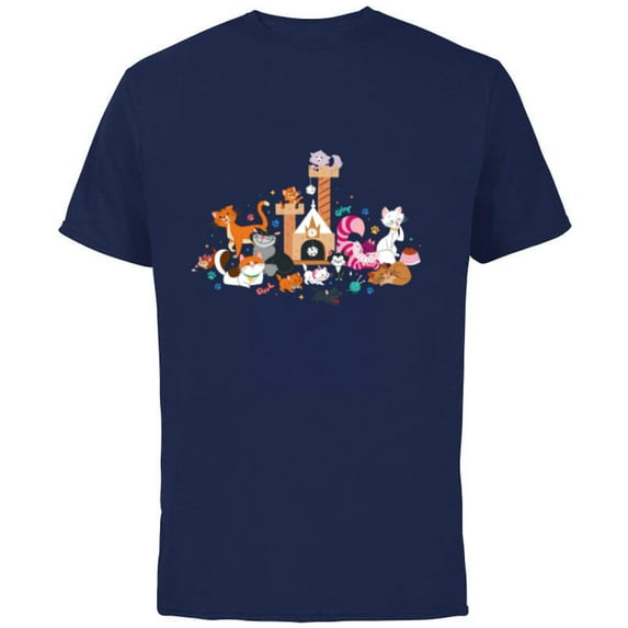 Disney Cats Kitten Friends - Short Sleeve Cotton T-Shirt for Adults - Customized-Navy