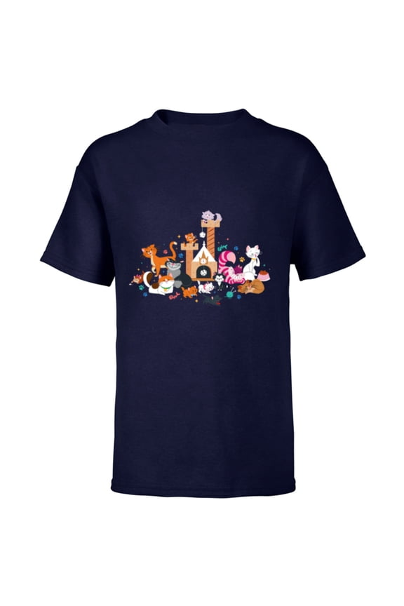 Cats Kitten Friends - Short Sleeve T-Shirt for Kids - Customized-Navy