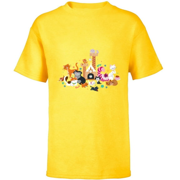 Disney Cats Kitten Friends - Short Sleeve T-Shirt for Kids - Customized-Yellow