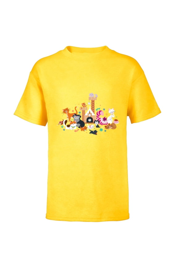 Cats Kitten Friends - Short Sleeve T-Shirt for Kids - Customized-Yellow