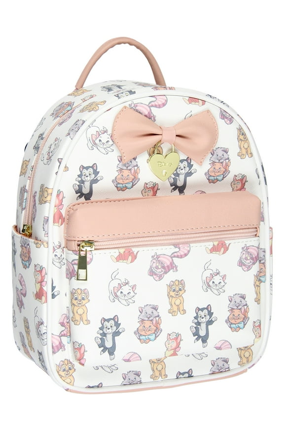 Disney Cats Saffiano Faux Leather Tote Bag Mini Backpack 12"