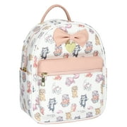 Disney Cats Saffiano Faux Leather Tote Bag Mini Backpack 12"