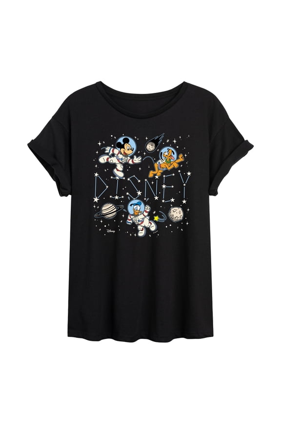 - Celestial Disney Space - Juniors Oversized Graphic T-Shirt