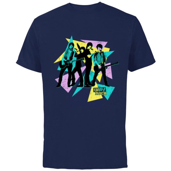 Disney Channel Camp Rock Mitchie Torres and Connect 3 - Short Sleeve Cotton T-Shirt for Adults - Customized-Navy