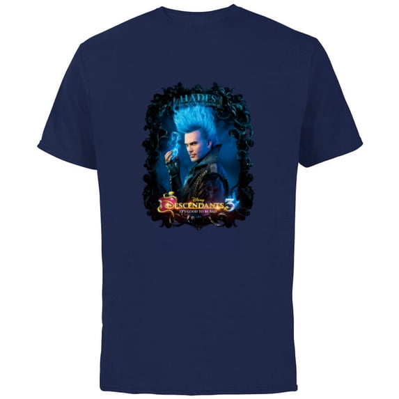 Disney Channel Descendants 3 Hades - Short Sleeve Cotton T-Shirt for Adults -Customized-Navy