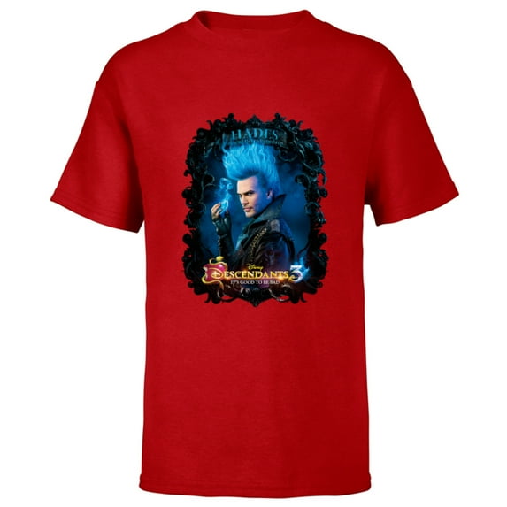 Disney Channel Descendants 3 Hades - Short Sleeve T-Shirt for Kids -Customized-Red