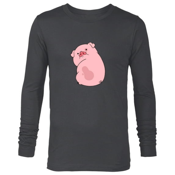 Disney Channel Gravity Falls Waddles the Pig - Long Sleeve T-Shirt for Men -Customized-Charcoal Heather